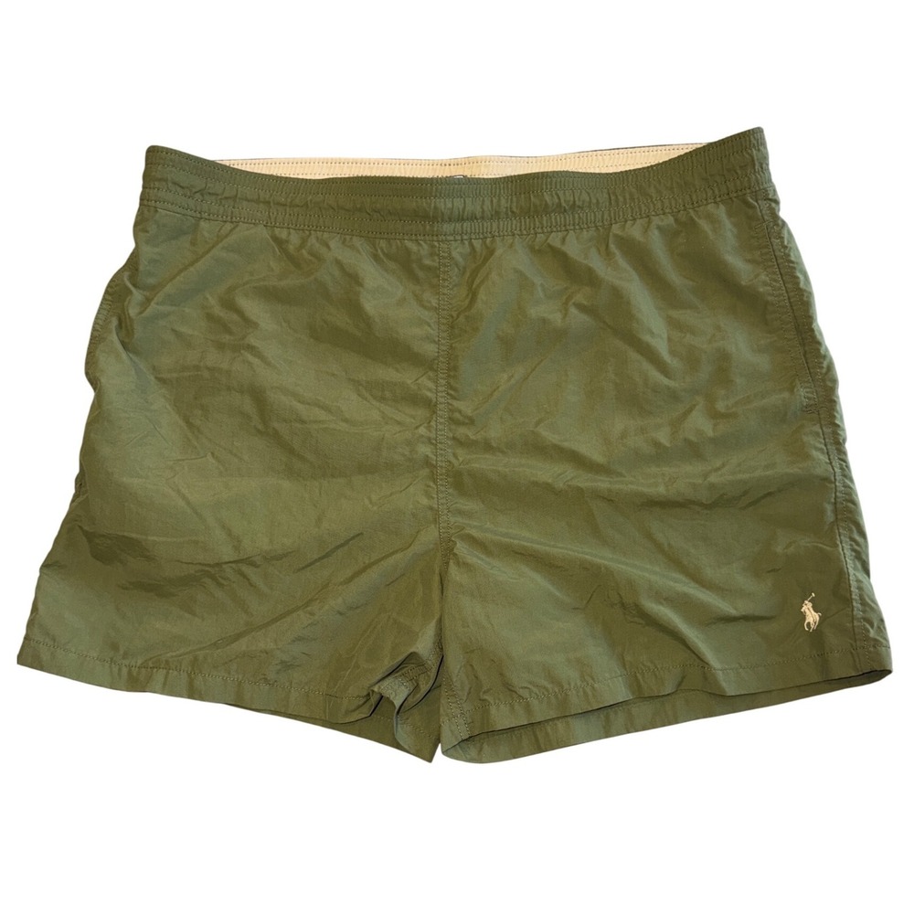 Polo Ralph Lauren Mens Swim Trunks XL Olive Green Nylon Mesh Lined Shorts